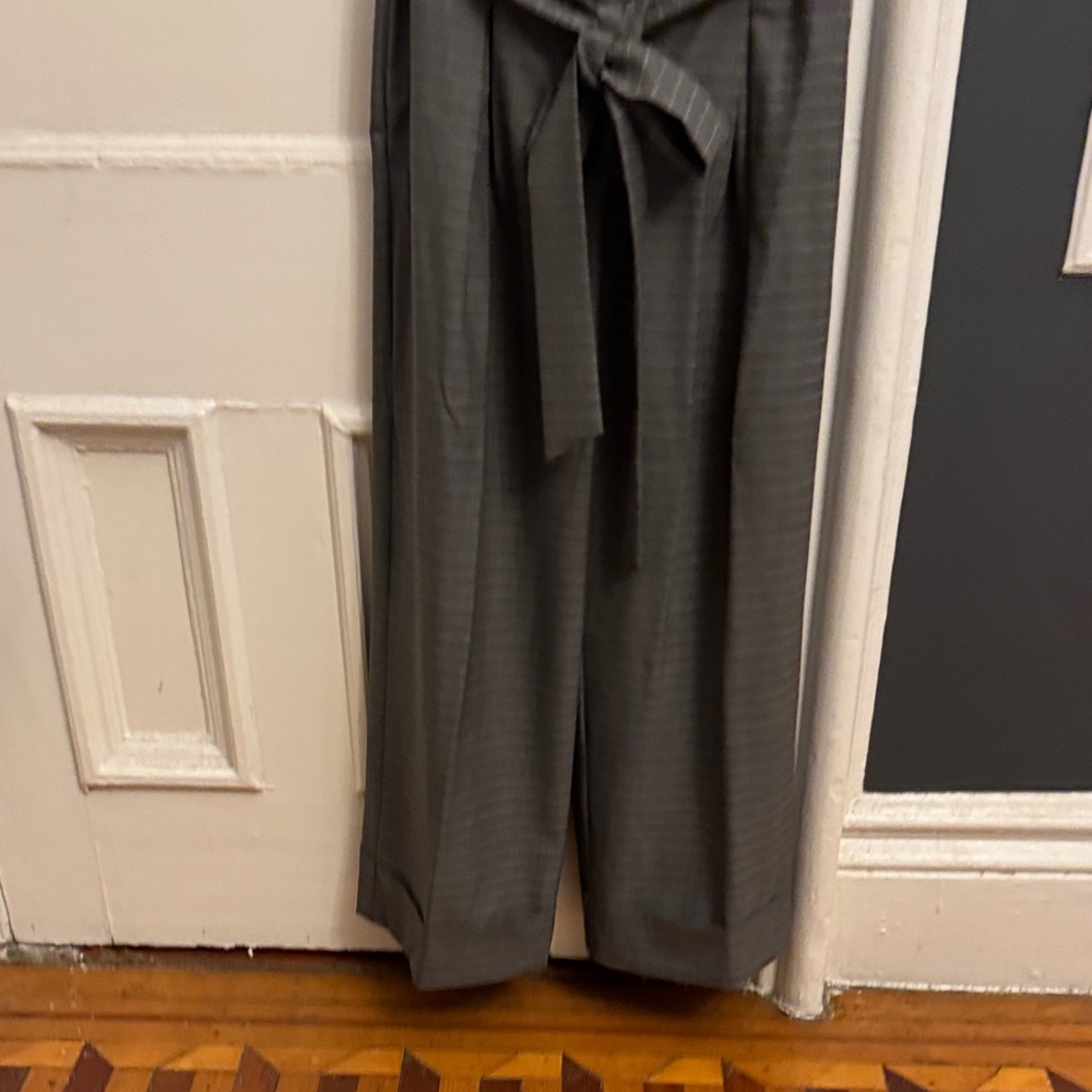 Paperback waisted, Wide-Leg stripe trousers— Gray